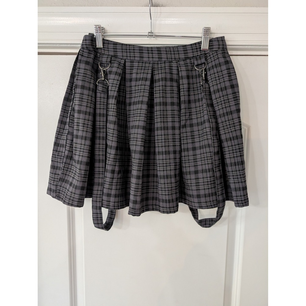 Hot Topic Plaid Pleated Suspender Skirt Womens Small dark academia goth punk emo